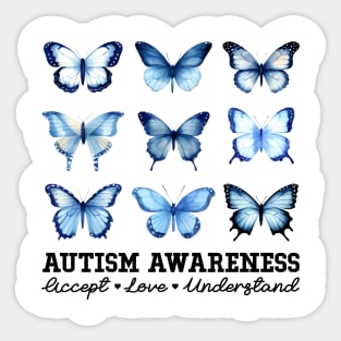 In April We Wear Blue Butterfly Autism Sticker